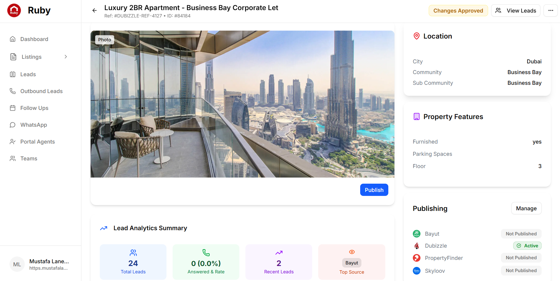 Listing Details - Portal sync status